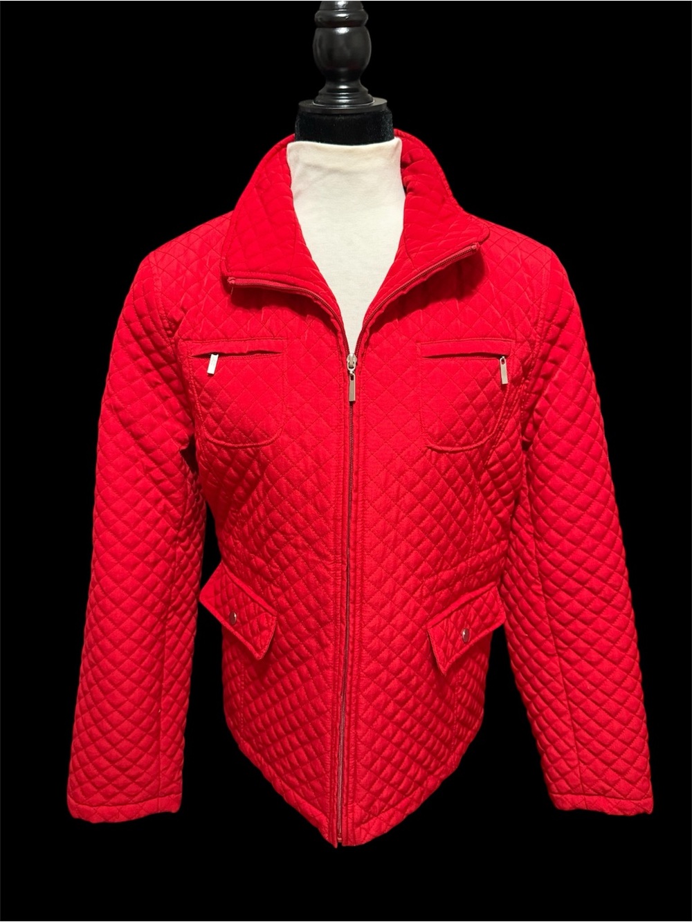 White Stag Red Quilted Zip-Front Puffer Jacket Size L